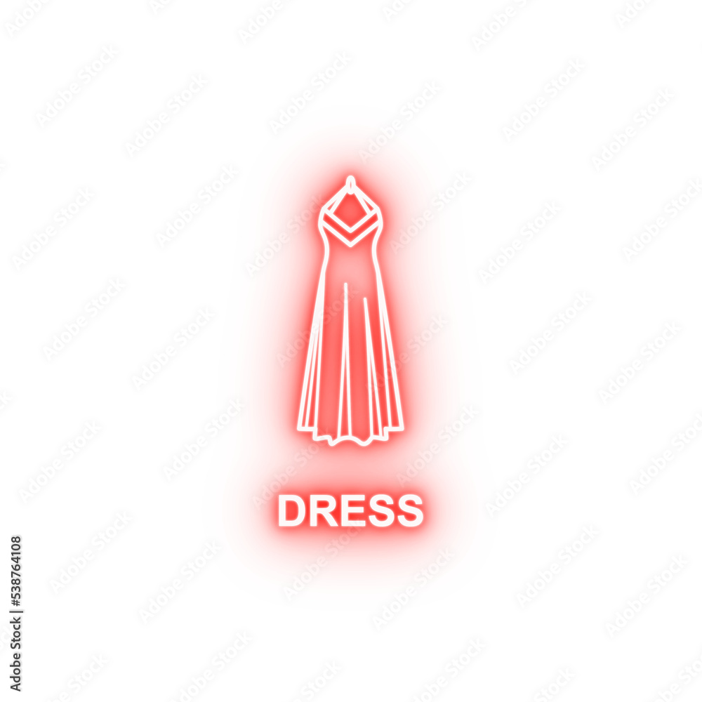 Poster evening dress neon icon