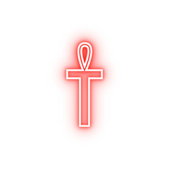 Egyptian cross outline neon icon