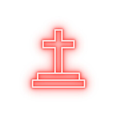 Obraz premium cross on the pedestal outline neon icon
