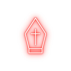priest hat outline neon icon