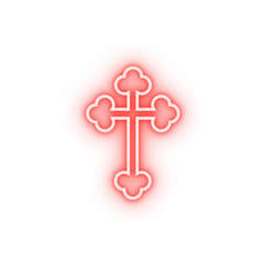 orthodox cross outline neon icon