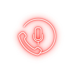 microphone and handset neon icon