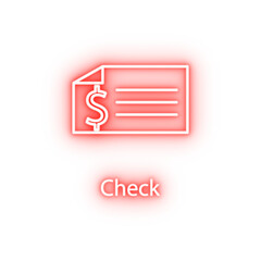 bank check neon icon