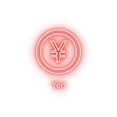 yen coin neon icon