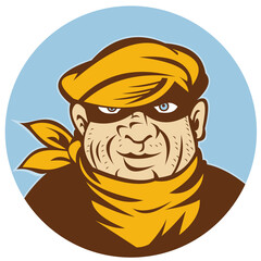 illustration of a Burglar thief or mugger looking at you set inside a circle
