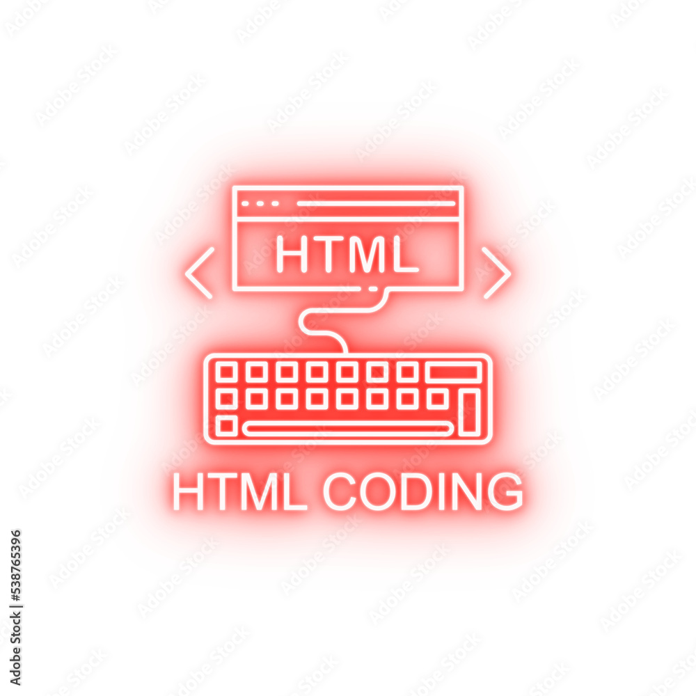 Poster html coding neon icon