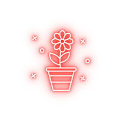 Flower pot neon icon
