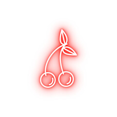 Cherry fruit neon icon