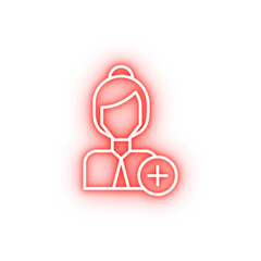 Add businesswoman neon icon