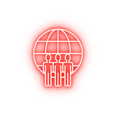 Connection business people neon icon
