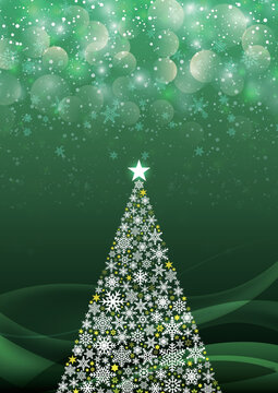 クリスマスツリー イルミネーションの背景　フレーム　緑