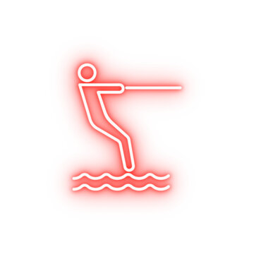 recommend clip art: water skiing outline neon icon