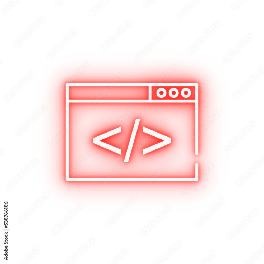 Poster web browser coding neon icon