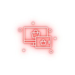 Shopping online mobile computer application neon icon
