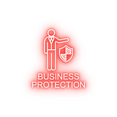 business protection outline neon icon
