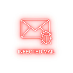 infected mail outline neon icon