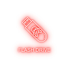 vires in flash drive outline neon icon