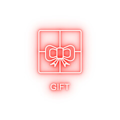 Obraz premium gift box outline neon icon