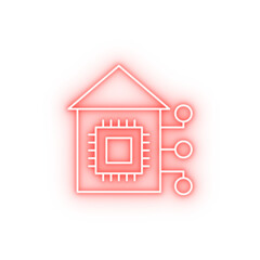 Robotic technology house neon icon