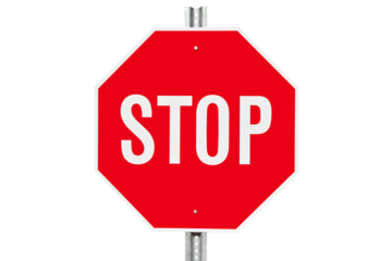 Red stop sign on pole isolated.