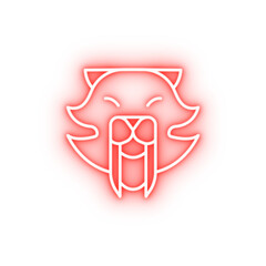 Prehistoric saber toothed neon icon