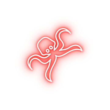 Octopus pirate neon icon