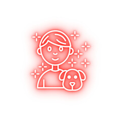 Dog man neon icon