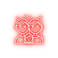 Family man woman child neon icon