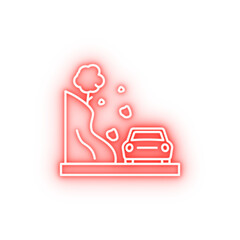 Landslip car neon icon