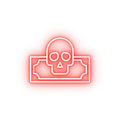 Money skull nasty outline neon icon