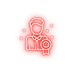 Award man business neon icon