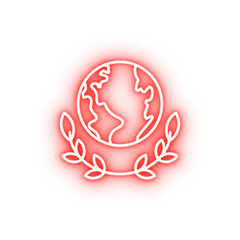 ecology earth day wreath globe neon icon