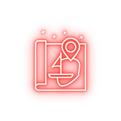 Map boat navigator neon icon
