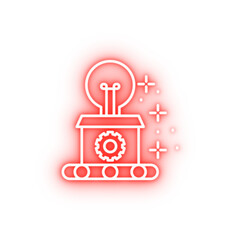 Box light bulb gear neon icon