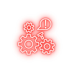Industry flat crash damage engine gear industry repair work neon icon