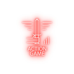 action game outline neon icon