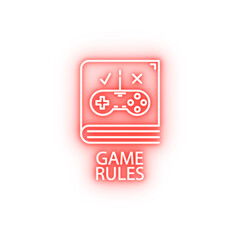 game rules outline neon icon