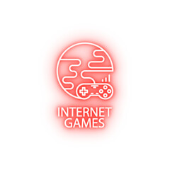 internet games outline neon icon