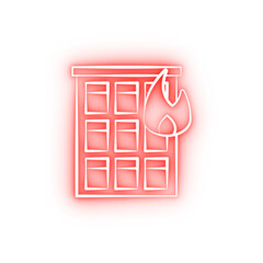 Firefighter building two color neon icon