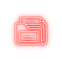 save file document folder neon icon