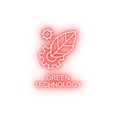 green technology outline neon icon