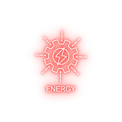 energy in gear outline neon icon