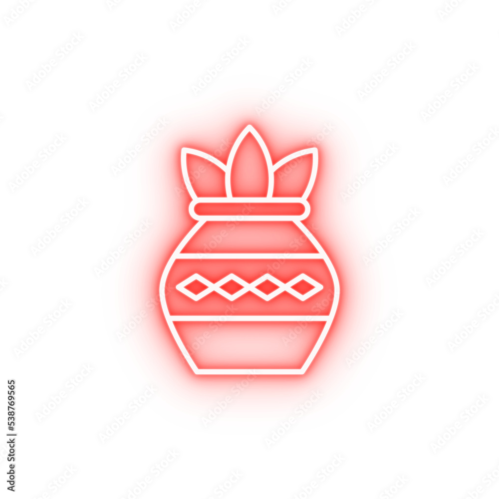 Canvas Prints diwali plant pot neon icon