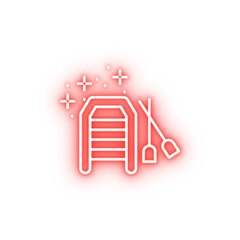 Diving boat neon icon