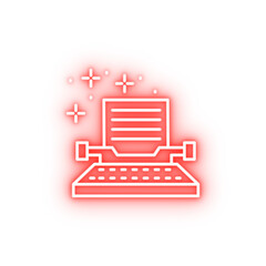 Typewriter writing neon icon