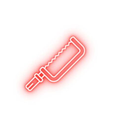 Fototapeta premium Handsaw tool neon icon