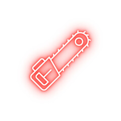 Chainsaw tool neon icon