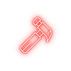 Hammer tool neon icon