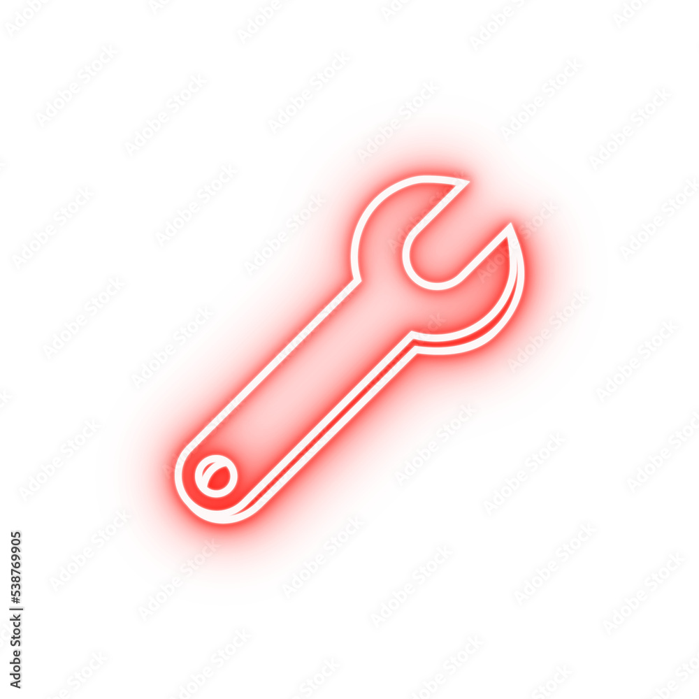 Wall mural wrench outline neon icon