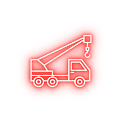 crane vehicle neon icon